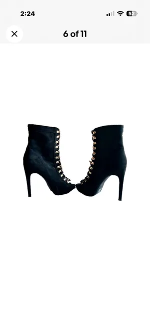 Wild Diva Lounge NWOB Ankle Lace-up Stiletto Peep Toe Bootie Sz8 Goth Punk Rock thumbnail 5