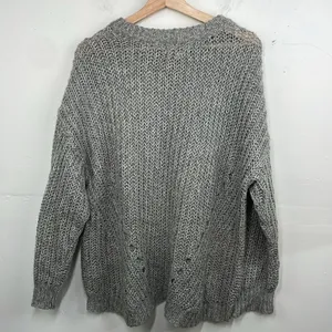 American Eagle Open knit crew neck pulloverer sweaterter gray Medium oversized thumbnail 8