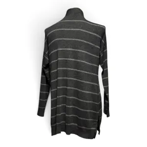 Eileen Fisher Open Front Cardigan Sweater Stretch Gray Stripe Medium thumbnail 4