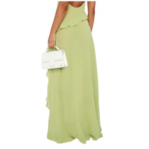 White Fox NWT End of the Road‎ Maxi Dress Matcha Green XS Ruffle High Low thumbnail 3