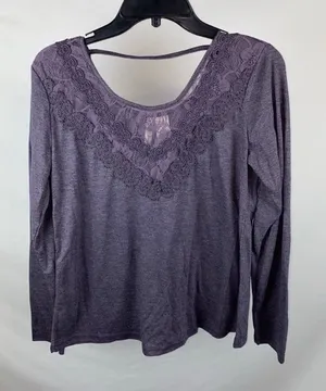 Long Sleeve Blouse Purple Size M thumbnail 1