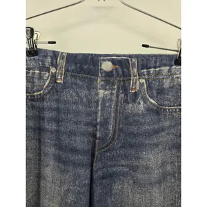 Mila Rosabella Trompe L'oeil Pants Womens M Blue‎ Denim Print Wide Leg Stretch thumbnail 2