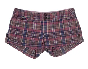 Vintage Y2K American Eagle Low Rise Plaid Shorts Size 4 Cotton Preppy Micro Mini thumbnail 1