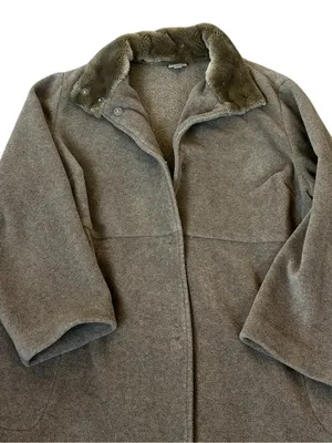 J Jill Fleece Pea Coat Jacket Faux Fur Collar Pockets Classic Winter Capsule thumbnail 4