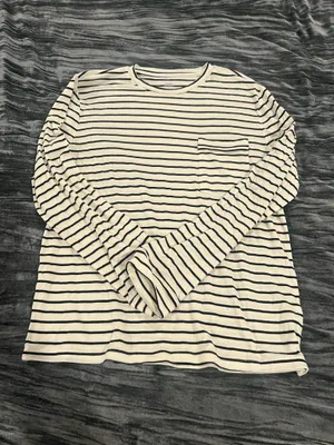 Stars Above Cream and Black Striped Long Sleeve pj Tee Size XS thumbnail 1