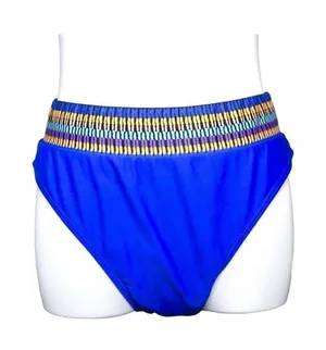Shein High Waist Cheeky Tribal Blue Swim Bottom Swimwear LARGE Coastal‎ Bright thumbnail 1
