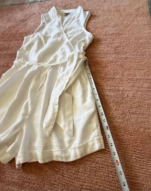 A New Day Size S White Wrap Front Tie Waist Romper with Pockets thumbnail 6