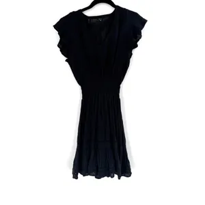 Rails Tara Dress Womens XS Black Linen Blend Smocked Lace Boho Cottagecore‎ thumbnail 3