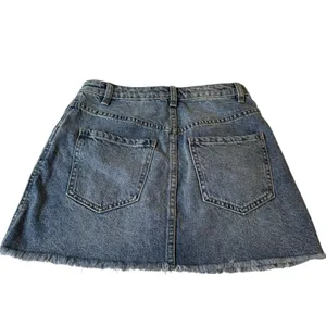 We The Free Denim Zip Up Mini Skirt Raw Hem Size 24 Coastal Cowgirl Concert Boho thumbnail 5