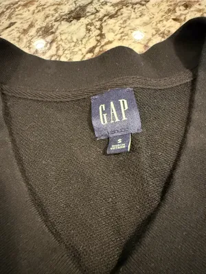 Gap Black V Neck Cropped Sweatshirt Small Oversized Boxy Pullover thumbnail 4