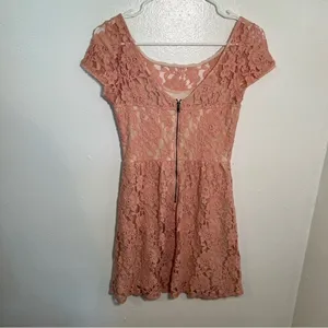 American Eagle Womens Sz 2 Lace Dress Fit & Flare Light Pink Scoop Neck Low Back thumbnail 6