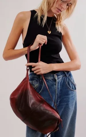 NWT Free People Rumble Leather Sling Bag ~ Dark Roast ~ SOLD OUT HTF!! thumbnail 1