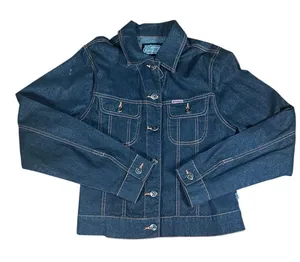 Jeans Crest Dark‎ Denim Jacket Classic Button Front Stretch Casual Streetweark thumbnail 1