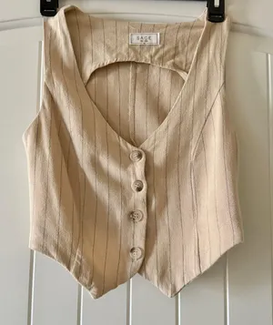 Sage the label linen vest Tan thumbnail 3