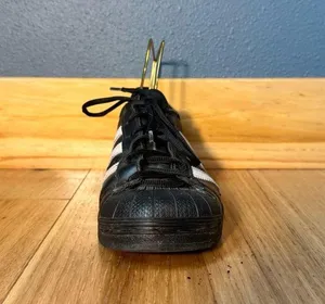 Adidas Shell Toe Leather Black and White Stripe Sneakers Men’s Size 6.5/Womens 8 thumbnail 3