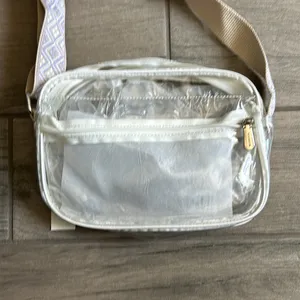 Clear crossbody bag with embroidered strap Purple thumbnail 2