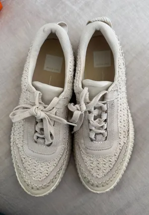 Dolce Vita Women's Cream Crochet Lace-Up Sneakers thumbnail 1