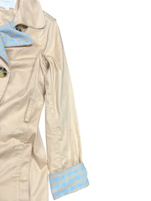 Anthropologie wms beige blue fall winter trench coat/jacket sz XS SKU 10-700 thumbnail 4