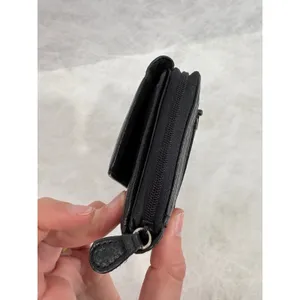 Wilsons Leather Pelle Studio Black Pebbled Leather Trifold Wallet‎ Zip Pocket thumbnail 5