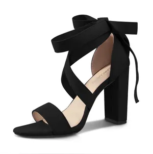 Carcuume Strappy Chunky Heels High in Black Suede Size 8 - C72-005 thumbnail 1