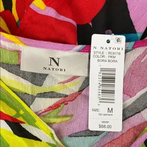 Natori Floral Print Bora Bora Short Sleeve Tunic Caftan Top NEW M thumbnail 7