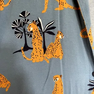 Soma button down pajama top soft short sleeves leopards big cats women L rayon thumbnail 5