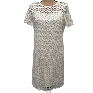 Loft White Chevron Lace Overlay Shift Dress Bridal Classic Chic Size‎ 6 thumbnail 3