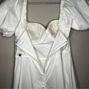 Alamour the‎ Label Katina Poplin Bustier Puff Sleeves Ruffle White Midi Dress thumbnail 12