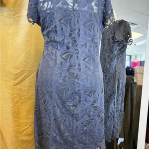 H&M‎ Lace Wrap Midi Dress in Slate BlueMAMA thumbnail 12