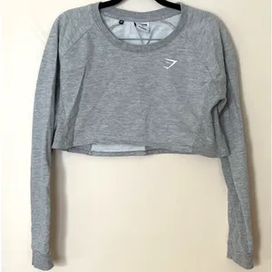 Gymshark Gray Cropped Long Sleeve Athletic Top Sweatshirt‎ Women's Size M thumbnail 2