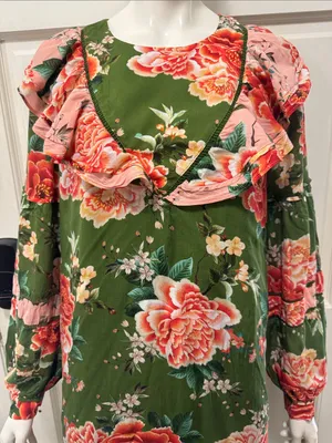 Farm Rio by Antropologie Floral Print Elinor Tunic Dress Size Medium thumbnail 5