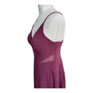 Azazie Maxi Dress A-Line Lace Cutout Women's 4 Plum Chiffon Spaghetti Strap Gown thumbnail 9