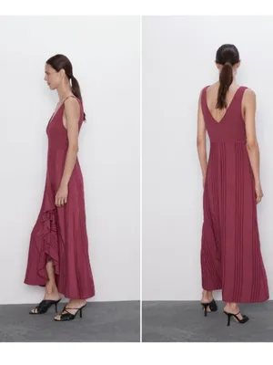 NEW Zara red ruffle maxi sleeveless Dress size medium thumbnail 3