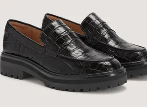 Everlane The Lug Loafer in Black Crocodile Size 6.5 thumbnail 1