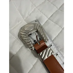 Vintage Statement Belt Womens A. Taylor Tan Silver Buckle Medium Studded‎ thumbnail 3