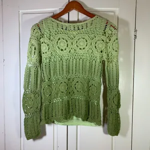 Uniform John‎ Paul Richard Green Crochet Lace Knit Long Sleeve Sweater Top Smal thumbnail 2