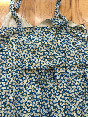 Lulus Darling Daisies Dress M Medium NWT Blue Ditsy Daisy Floral Ruffle Midi NEW thumbnail 9