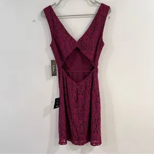 NWT Lulus Nevaeh Burgundy Lace Cutout Sleeveless Mini Dress SMALL‎ thumbnail 6