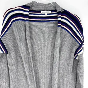 Heartloom‎ Open Cardigan Duster Sweater Grey with Stripes Size Small thumbnail 3
