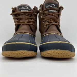Polar Edge Womens‎ 6 Duck Boots Laced Navy Tan Upper Thermolite Insulation Steel thumbnail 9