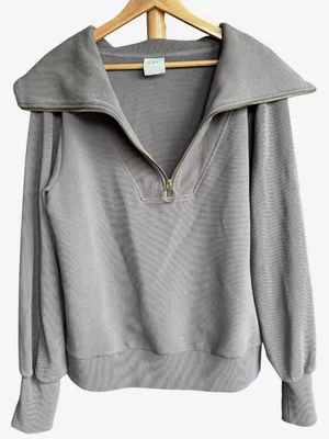 Varley Vine Half-Zip Grey Pullover‎ Sz L thumbnail 4