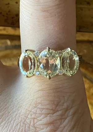Natural Yellow Labradorite Sterling Silver Ring Size 10 Gold thumbnail 1