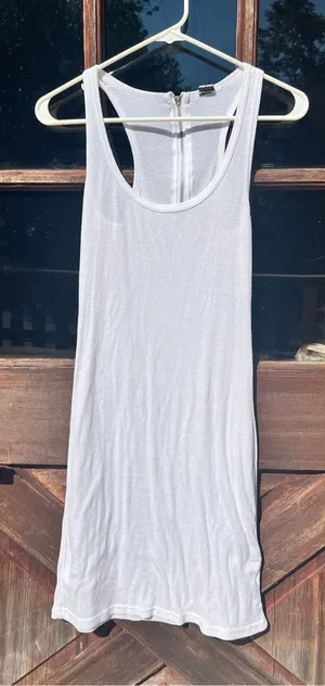 Vintage Ribbed White Tank Dress Back Zipper Y2K/2000s Poof! thumbnail 1