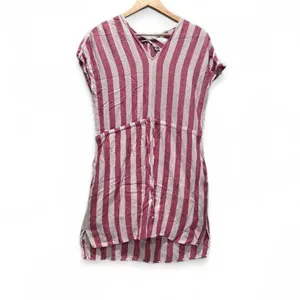Rails Ren Drawstring Waist Mini Dress Seville Pink White Strip Sz‎ Small Linen thumbnail 2