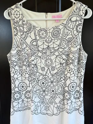 EUC Lilly Pulitzer Julianna “Lace You There” Ponte Sheath Dress Size Large thumbnail 2