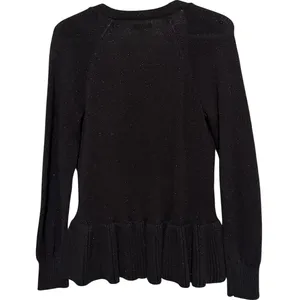 Apt. 9 Women's Black Woven Silver Metallic Thread‎ Open Front Cardigan Size M thumbnail 2