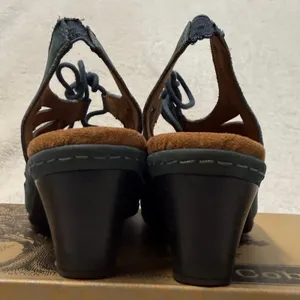 Cobb Hill 7M Sasha Lace Up Cutout Heel Dusty Blue Boho Comfort‎ Leather Sexy thumbnail 7