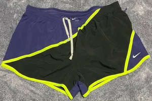 #16 NWOT Nike Black and Purple Shorts with Neon Yellow Trim Size M thumbnail 1