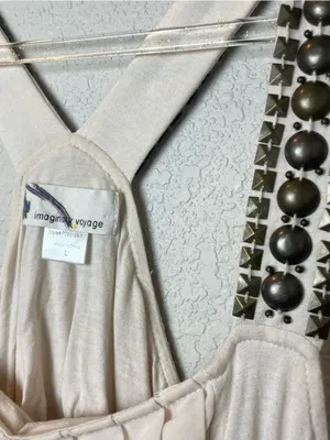 imaginary voyage Cream Tank Top with Embellished Straps Size L thumbnail 3