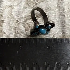 Vintage Ring Faux Turquoise Silver Tone Southwest‎ Adjustable Blue thumbnail 9